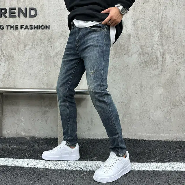 吉肯蒂 复古牛仔裤男爆款简约时尚潮流韩版修身小脚长裤 男款