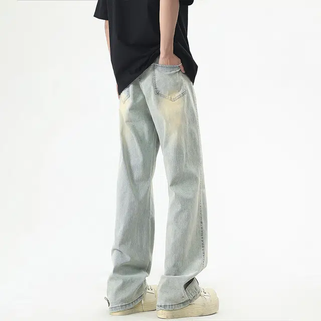 永言 潮牌高街复古美式百搭舒适亲肤牛仔裤 男女同款