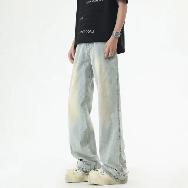 永言 潮牌高街复古美式百搭舒适亲肤牛仔裤 男女同款