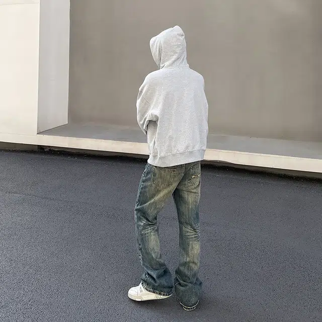永言 美式高街复古水洗做旧牛仔裤 男女同款