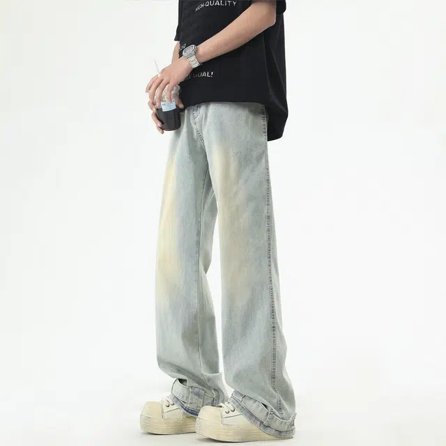 永言 潮牌高街复古美式百搭舒适亲肤牛仔裤 男女同款
