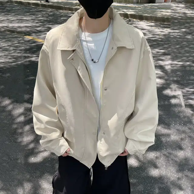 冈哉 解构廓形拼接工装大口袋高级感纯色简约设计美式复古潮流休闲闲翻领时尚宽松款百搭夹克外套 男女同款