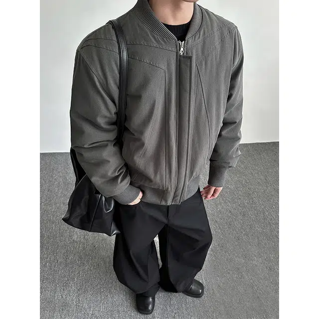 冈哉 美式拼接解构倒三角短款工装飞行棉衣机车简约百搭休闲外套慵懒款痞帅个性潮流通勤夹克棉服 男女同款