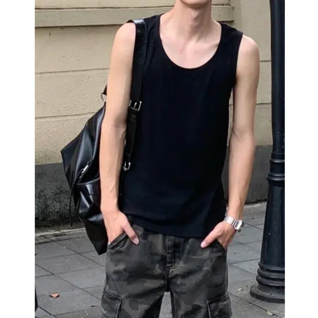 冈哉 美式纯色基础款凉感速干无袖运动健身汗衫坎肩背心 男女同款
