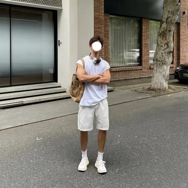 冈哉 美式日常出勤个性潮流潮牌百搭基础款简约纯色宽松系带五分裤舒适亲肤凉感透气时尚休闲短裤 男女同款