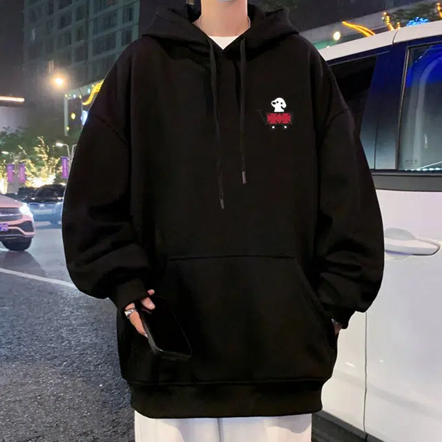 冈哉 美式复古高街个性创意卡通图案字母印花连帽设计学院风户外通勤亲肤舒适宽松休闲卫衣 男女同款