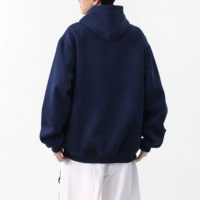 冈哉 美式学院风个性印花连帽上衣纯色简约落肩袖时尚舒适百搭休闲宽松长袖卫衣 男女同款