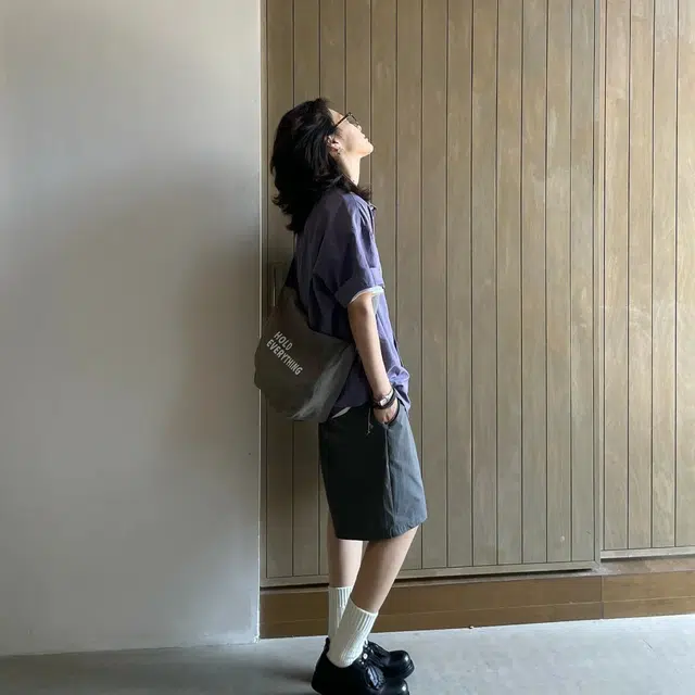 冈哉 美式户外复古做旧耐磨宽松休闲百搭舒适透气撞色纽扣重磅水洗纯色棉工装短袖衬衫 男女同款
