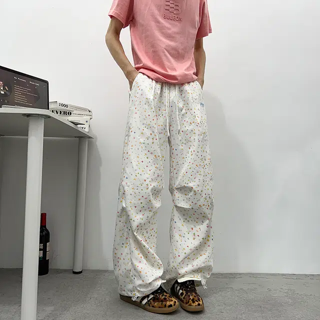 冈哉  美式个性潮流高街水洗做旧多巴胺星星印花满印基础款百搭款高级感潮牌阔腿拖地裤舒适透气直筒宽松通勤遛弯裤休闲裤 男女同款