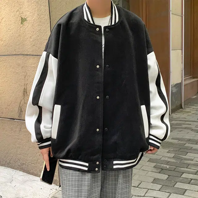 冈哉  美式学院风简约百搭单排扣宽松运动休闲棒球服 男女同款