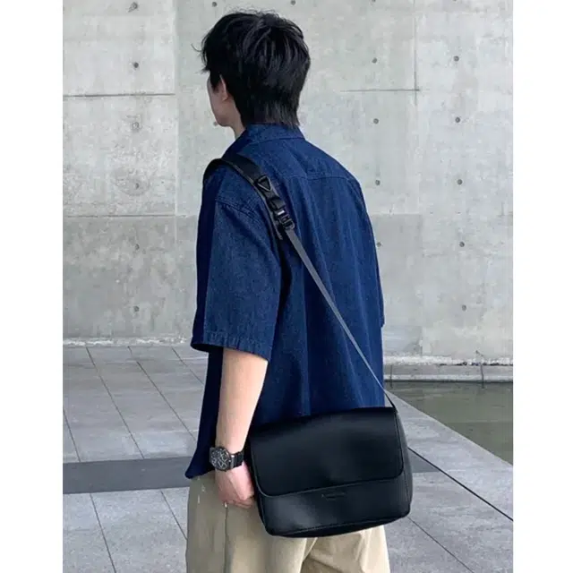 冈哉 美式复古翻领盘扣牛仔衬衣纯色基础款拼接口袋工装设计水洗做旧五分袖时尚潮流舒适柔软宽松百搭短袖衬衫 男女同款