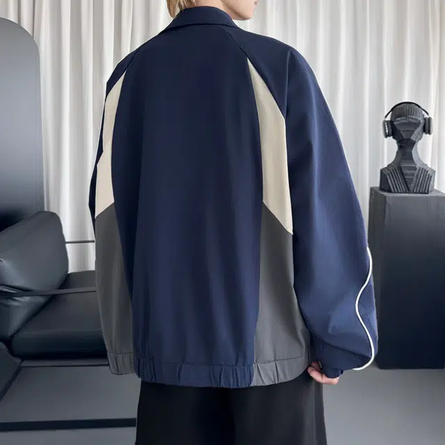 冈哉 织带拼接撞色立领多拉链设计美式潮流时尚舒适百搭宽松休闲运动上衣夹克外套 男女同款