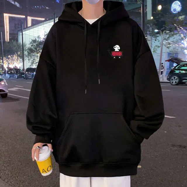 冈哉 美式复古高街个性创意卡通图案字母印花连帽设计学院风户外通勤亲肤舒适宽松休闲卫衣 男女同款