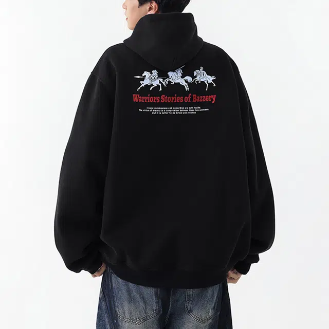 冈哉 美式学院风背面个性印花图案上衣简约纯色基础款宽松休闲时尚潮流舒适百搭卫衣 男女同款