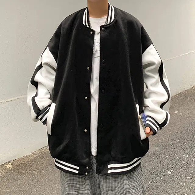 冈哉  美式学院风简约百搭单排扣宽松运动休闲棒球服 男女同款