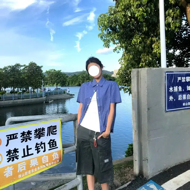 冈哉 日系潮流个性口袋垂感凉感透气时尚格纹简约舒适基础款痞帅衬衣慵懒感外套短袖上衣宽松翻领纽扣衬衫 男女同款
