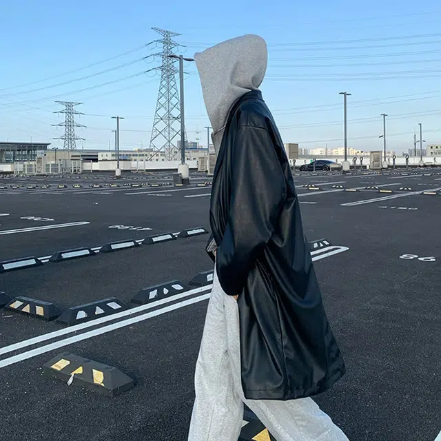 冈哉 英伦风经典风衣高级感美式复古高街潮牌防风防水皮衣外套 男女同款