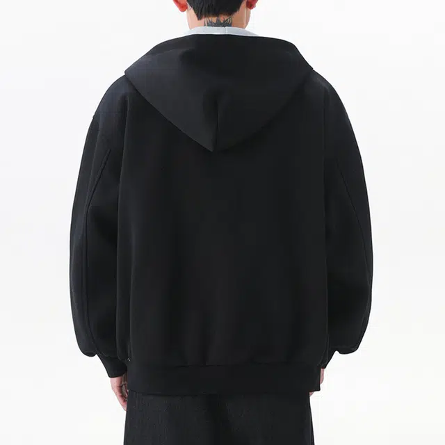 冈哉 反缝线解构拼接立领开衫设计美式潮牌嘻哈高街基础机能风百搭宽松休闲时尚卫衣 男女同款