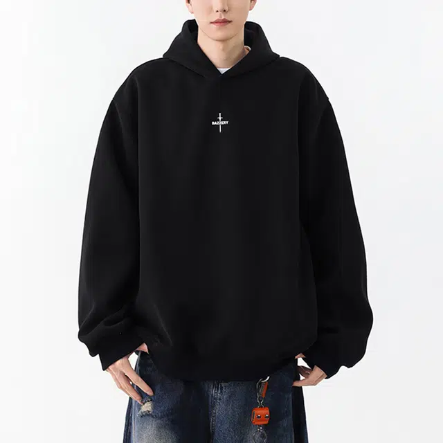 冈哉 美式学院风背面个性印花图案上衣简约纯色基础款宽松休闲时尚潮流舒适百搭卫衣 男女同款