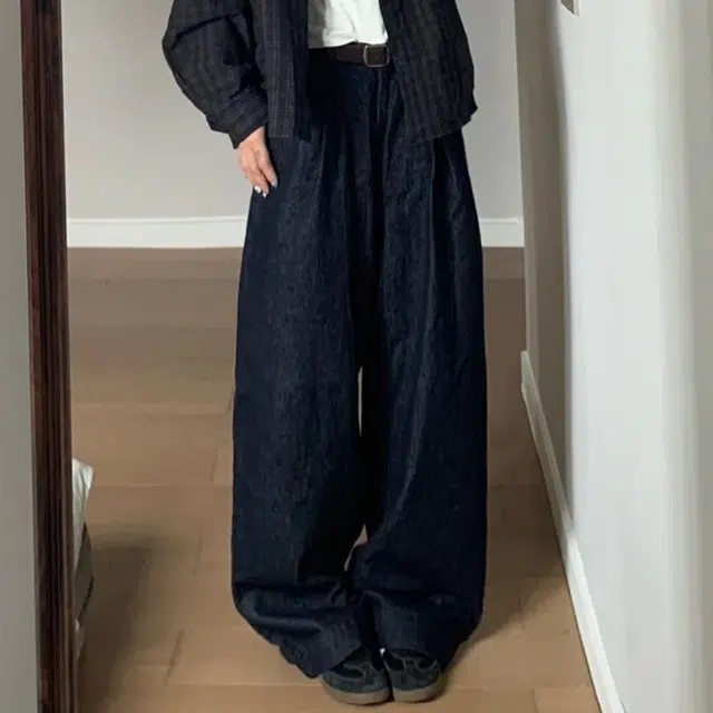 冈哉 美式复古纯色基础款设计慵懒松弛感宽松休闲百搭直筒垂感潮牌阔腿拖地牛仔裤 男女同款