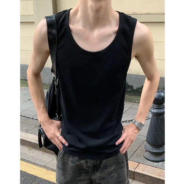 冈哉 美式纯色基础款凉感速干无袖运动健身汗衫坎肩背心 男女同款