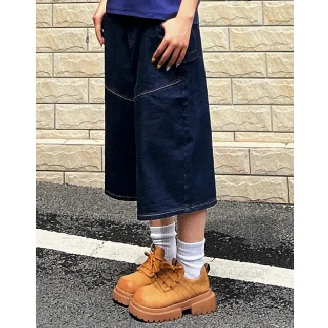 冈哉 美式复古解构拼接刺绣设计夏季高街宽松直筒休闲百搭舒适透气日常通勤七分裤牛仔短裤 男女同款