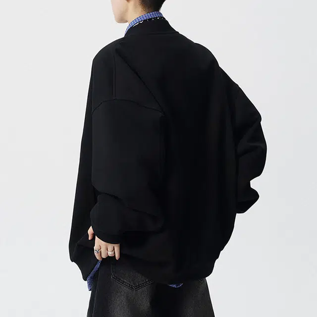 冈哉 美式潮流纯色简约基础款休闲运动复古棒球服开衫日常通勤保暖舒适透气卫衣 男女同款