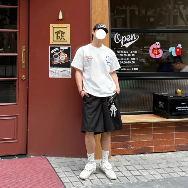 冈哉 美式高街复古纯色简约基础款透气速干松紧腰五分裤宽松百搭运动休闲短裤 男女同款