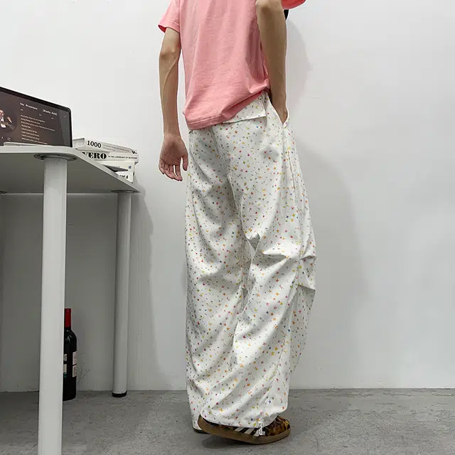 冈哉  美式个性潮流高街水洗做旧多巴胺星星印花满印基础款百搭款高级感潮牌阔腿拖地裤舒适透气直筒宽松通勤遛弯裤休闲裤 男女同款