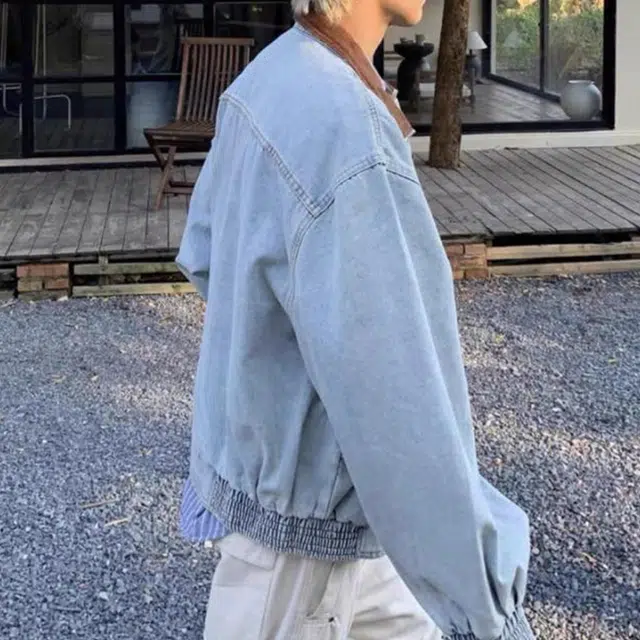 冈哉 水洗做旧大口袋美式复古高街宽松工装牛仔外套 男女同款