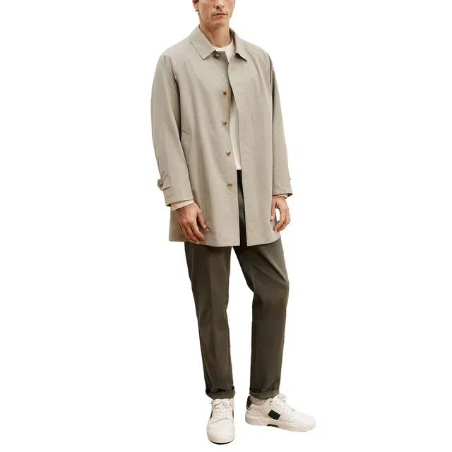 丹宁哲学 防风防水抗皱高级感纯色插肩外套风衣 男款