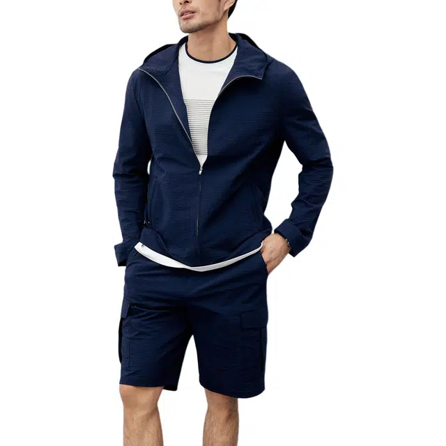 丹宁哲学 轻量泡泡纱弹力面料纯色中腰休闲短裤 男款