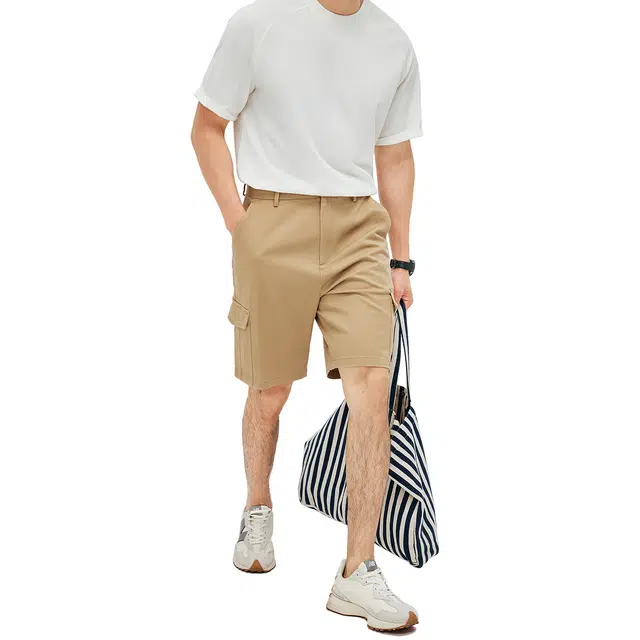 丹宁哲学 夏季百搭棉质面料纯色宽松腰休闲短裤 男款