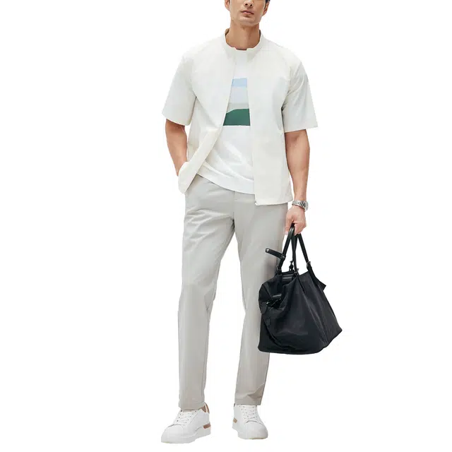 圣赫 防风防泼水功能轻户外高尔夫短袖夹克外套 男款 米白色