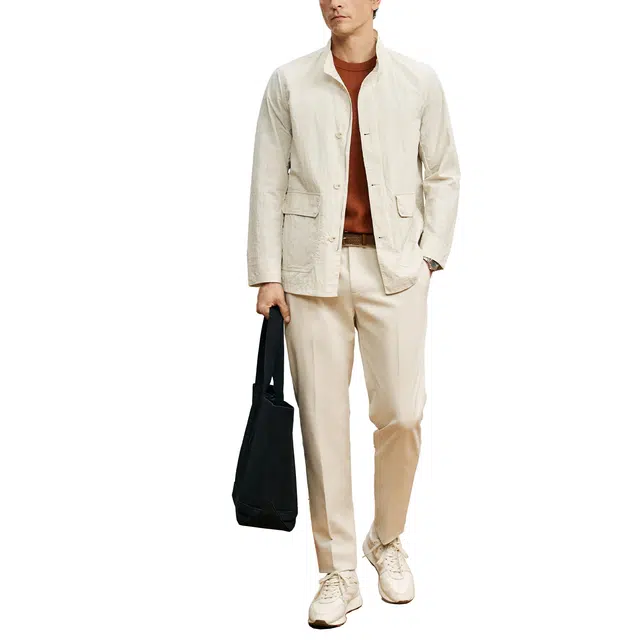 丹宁哲学 微皱肌理易打立领夹克外套 男款