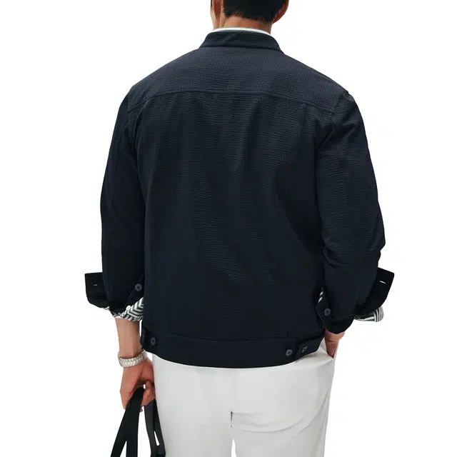 圣赫 时尚百搭立领夹克外套 男款 藏青色