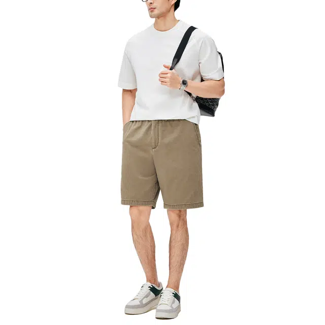 丹宁哲学 酵漂炒盐工艺自然做旧棉质宽松五分休闲短裤 男款