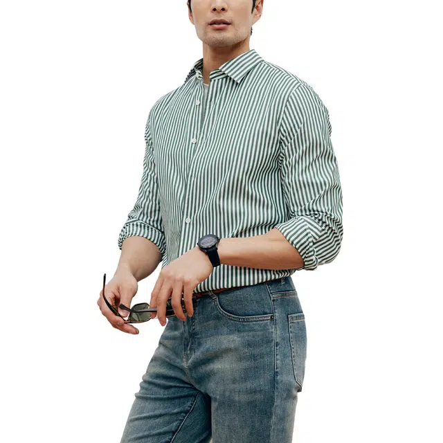 丹宁哲学 高档纯棉色织条纹商务通勤百搭长袖衬衫 男款