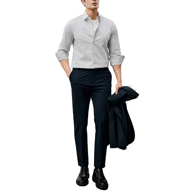 丹宁哲学 春季精致绅士 日本和歌山色织条纹面料衬衫 男款