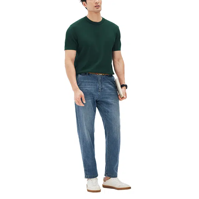 丹宁哲学 水洗做旧经典款式百搭舒适简约日常直筒牛仔裤 男款 水洗蓝