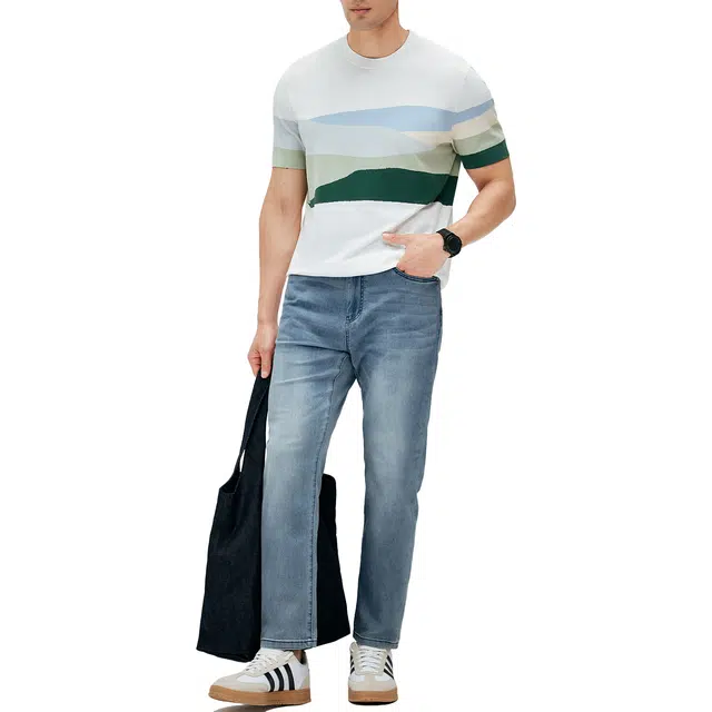 丹宁哲学 薄款无拘束弹中腰长裤牛仔裤 男款