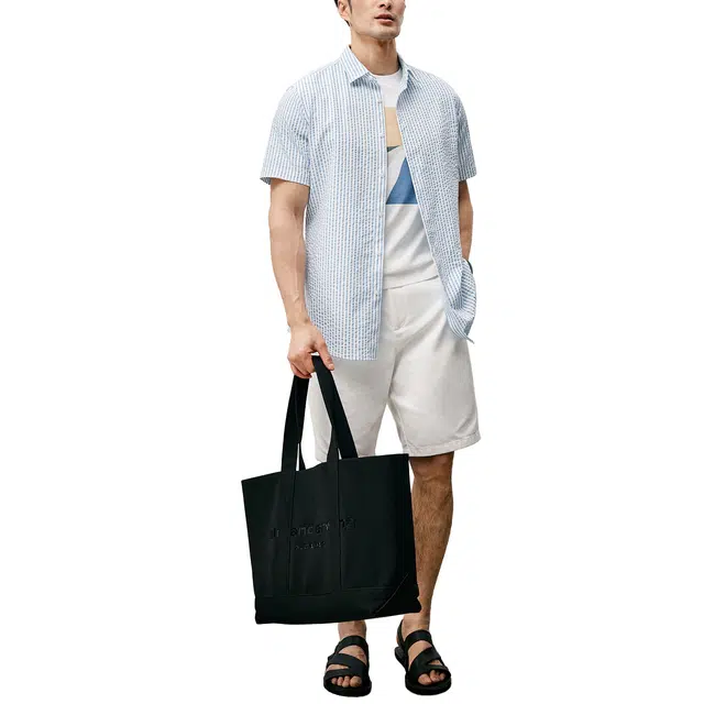 丹宁哲学 夏季舒适轻盈 高档棉感泡泡纱色织条纹衬衫 男款