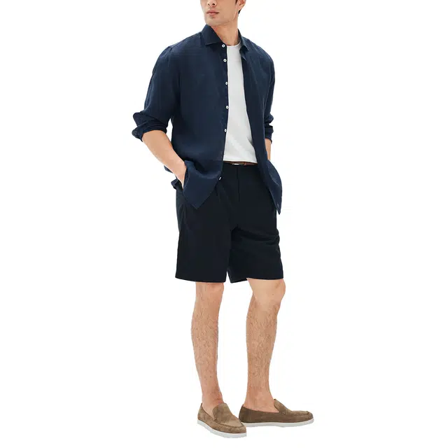 丹宁哲学 高档舒适透气雨露亚麻宽松休闲长袖衬衫 男款