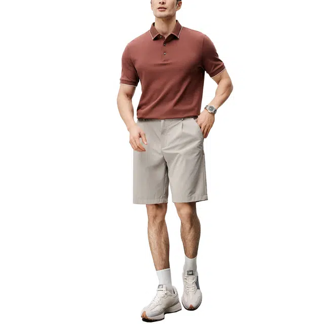 丹宁哲学 抗紫外线冰丝凉感面料纯色松紧腰五分裤休闲短裤 男款