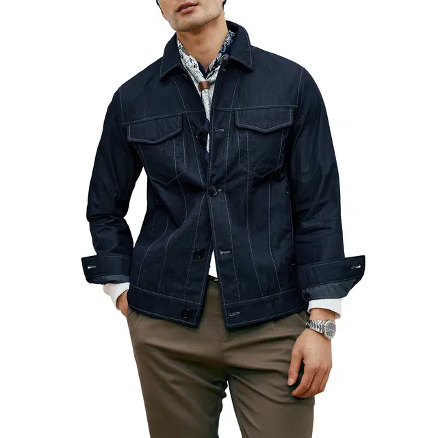 丹宁哲学 牛仔风格原色韩国翻领外套夹克 男款