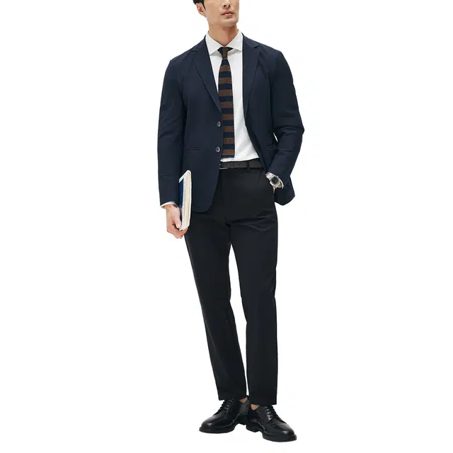 丹宁哲学 抗皱凉感高弹力西装 男款 藏青色