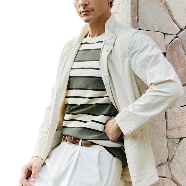 丹宁哲学 微皱肌理易打立领夹克外套 男款