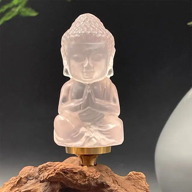 白泽宇宙 【佛佑今生】新中式立体雕刻佛工作办公台小沙弥雕像#好运 黄水晶 摆件 男女同款情侣款
