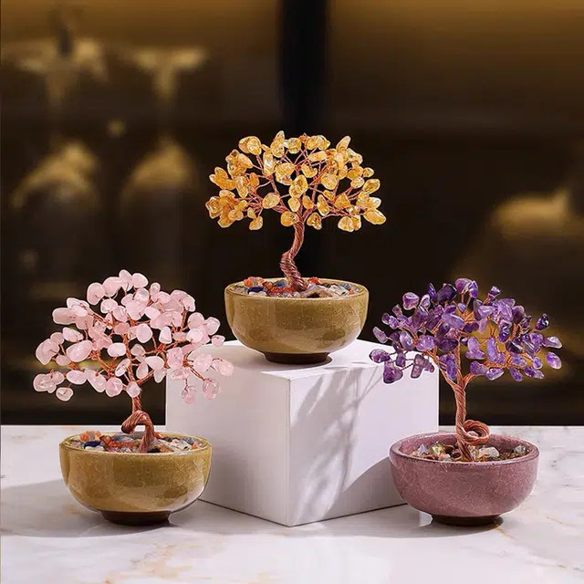 白泽宇宙 【指定发财】发财树 新中式国风日常工作生活台装饰聚宝盆 八方来财正缘桃花你定上岸 #好运 黄水晶 摆件 男女同款情侣款