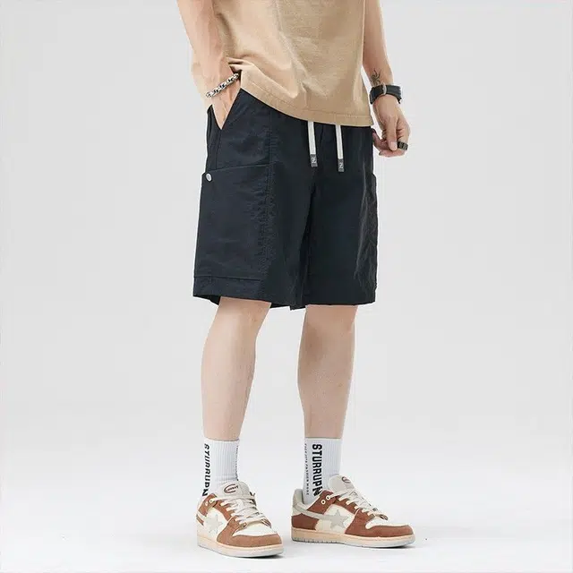 法文箱子 字母刺绣百搭款速干透气五分运动裤沙滩裤休闲短裤 男款